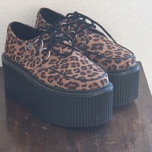 T.U.K - Leopard Print Platform Creepers Women's Size 7